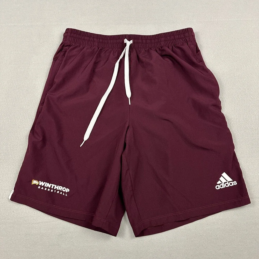 Winthrop Eagles Shorts Men Medium Burgundy Adidas Aroready Basketball NCAA M